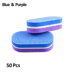 50pcs Double Sided Colorful Nail File Blocks Sponge Buffer Strips