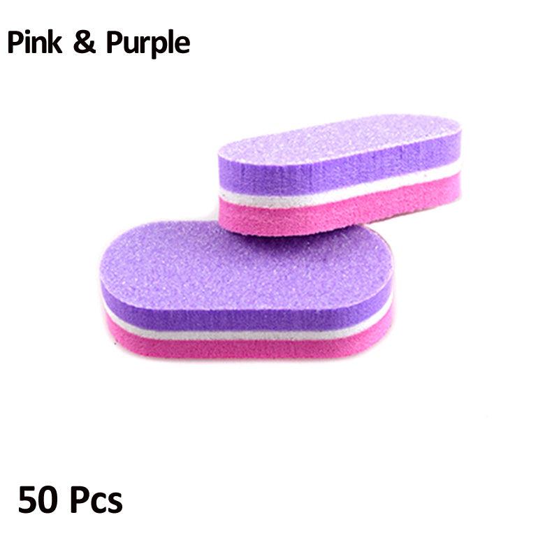 50pcs Double Sided Colorful Nail File Blocks Sponge Buffer Strips