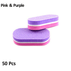 50pcs Double Sided Colorful Nail File Blocks Sponge Buffer Strips