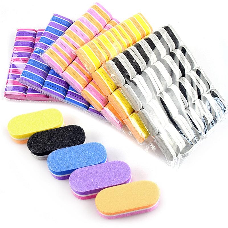 50pcs Double Sided Colorful Nail File Blocks Sponge Buffer Strips