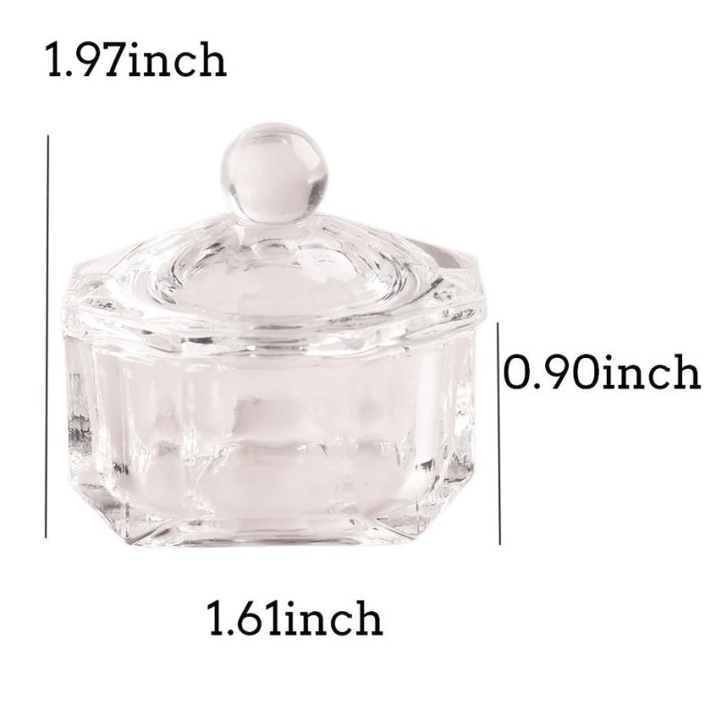 Crystal Glass Dappen Dish with Lid for Acrylic Liquid and Powder Manicure Tools