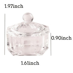 Crystal Glass Dappen Dish with Lid for Acrylic Liquid and Powder Manicure Tools