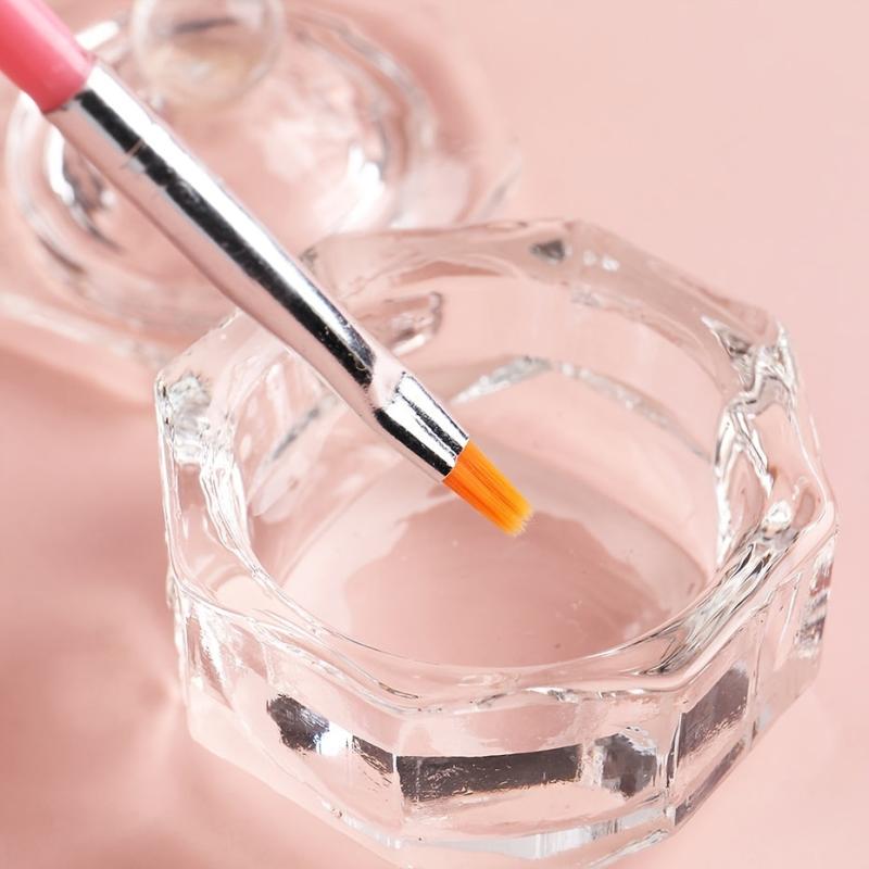 Crystal Glass Dappen Dish with Lid for Acrylic Liquid and Powder Manicure Tools