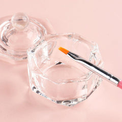 Crystal Glass Dappen Dish with Lid for Acrylic Liquid and Powder Manicure Tools