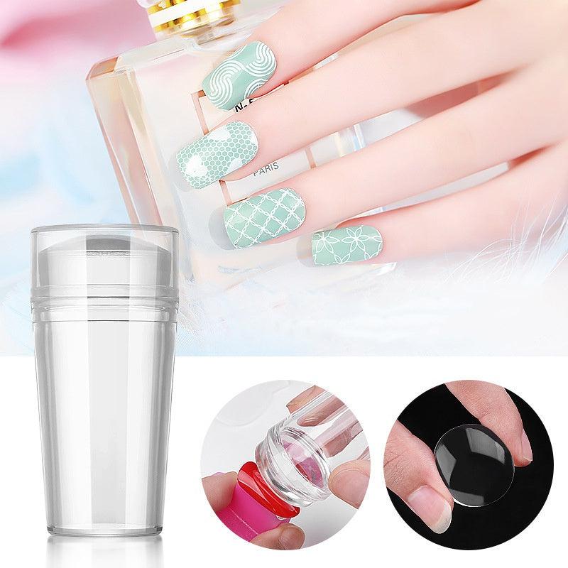 Transparent Nail Stamper With Scraper 2pcs Jelly Silicone Stamp