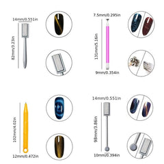 16 Pcs Nail Magnet Set Double Ended Magnet Wand For Cat Eye Gel Polish