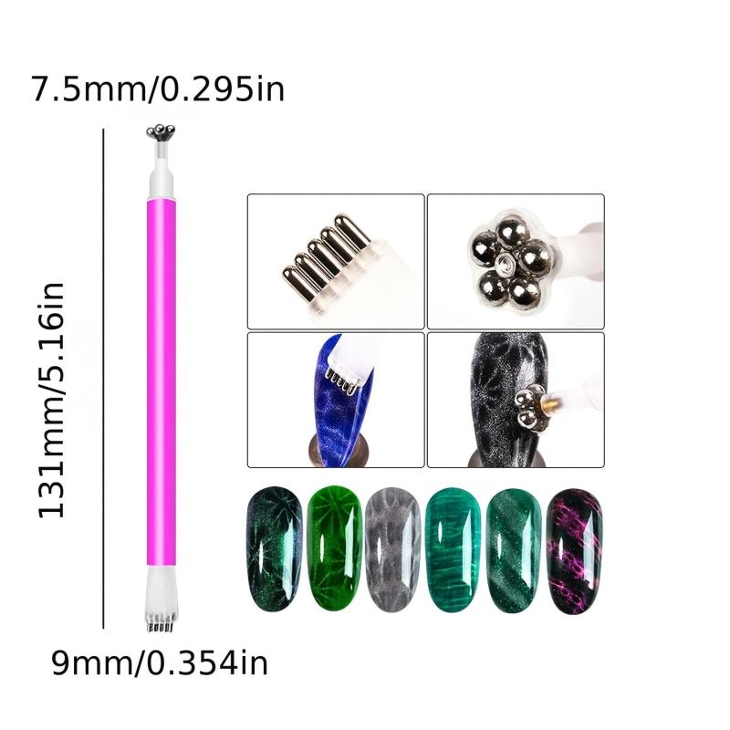 16 Pcs Nail Magnet Set Double Ended Magnet Wand For Cat Eye Gel Polish