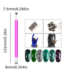 16 Pcs Nail Magnet Set Double Ended Magnet Wand For Cat Eye Gel Polish