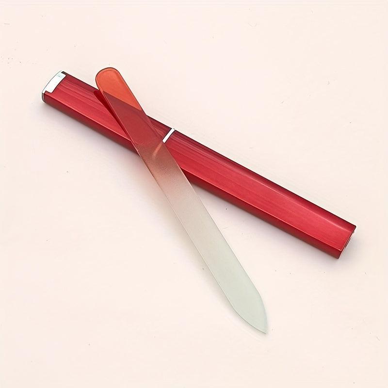 Red Glass Nail File Double-sided Manicure Tools With Case