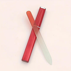Red Glass Nail File Double-sided Manicure Tools With Case
