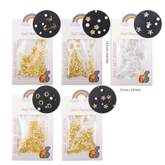 Mixed Mini Beads Pearl Butterfly Flower Golden Nail Art Decorations