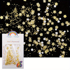 Mixed Mini Beads Pearl Butterfly Flower Golden Nail Art Decorations