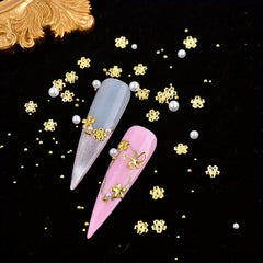 Mixed Mini Beads Pearl Butterfly Flower Golden Nail Art Decorations