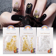 Mixed Mini Beads Pearl Butterfly Flower Golden Nail Art Decorations