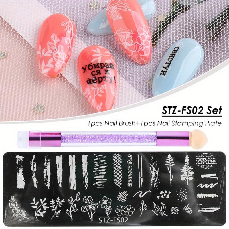 2pcs Nail Stamping Plates Set Geometry Fruit Stencils Summer Manicure Tool
