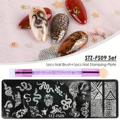 2pcs Nail Stamping Plates Set Geometry Fruit Stencils Summer Manicure Tool