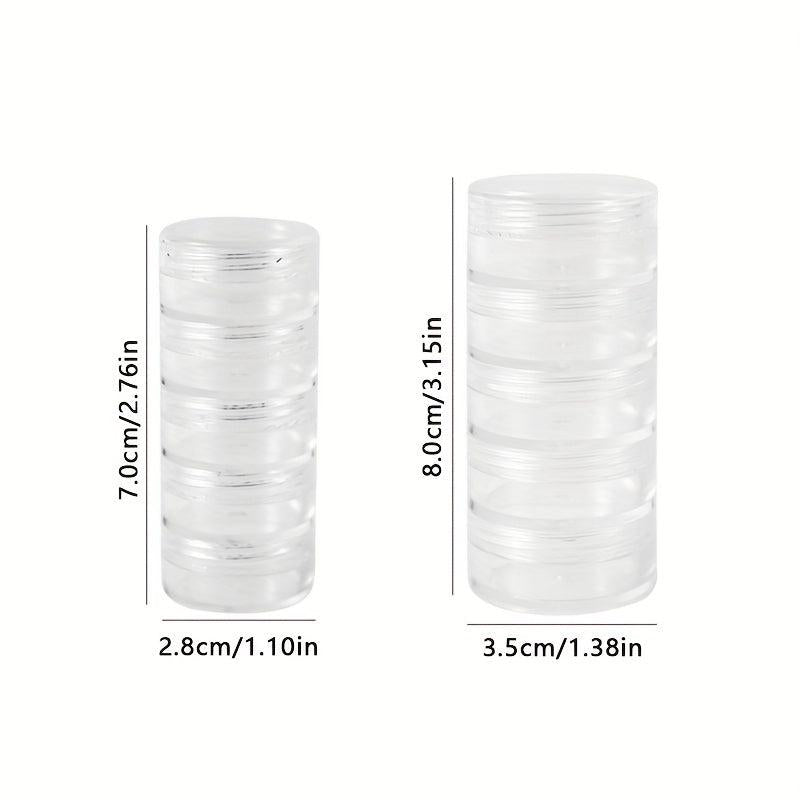 5pcs Clear Plastic Nail Art Decorations Storage Containers Portable Case