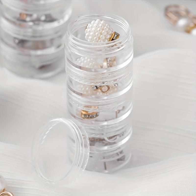 5pcs Clear Plastic Nail Art Decorations Storage Containers Portable Case