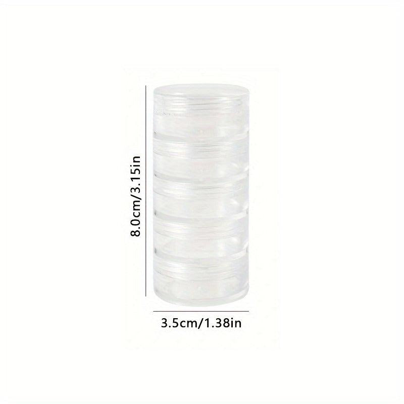 5pcs Clear Plastic Nail Art Decorations Storage Containers Portable Case