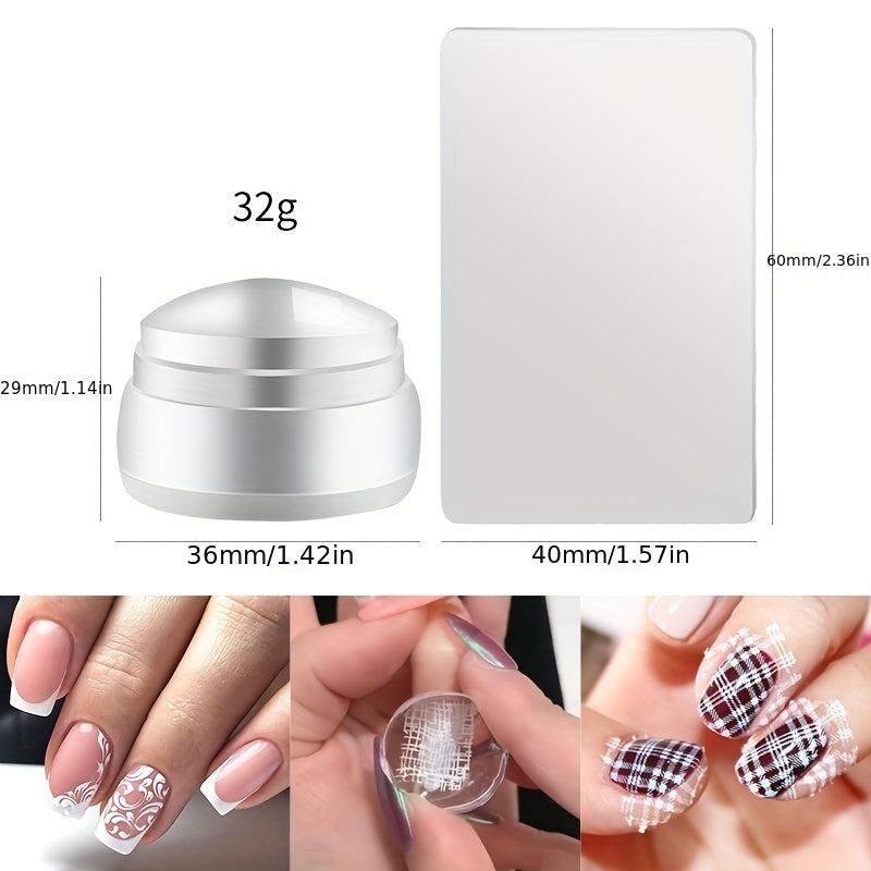2 Pcs Clear Nail Stampers & Nail Scrapers DIY Nails Make Up Beauty Tools