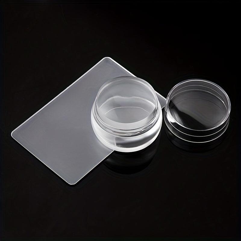 2 Pcs Clear Nail Stampers & Nail Scrapers DIY Nails Make Up Beauty Tools