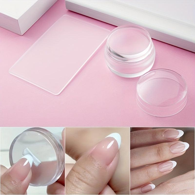 2 Pcs Clear Nail Stampers & Nail Scrapers DIY Nails Make Up Beauty Tools