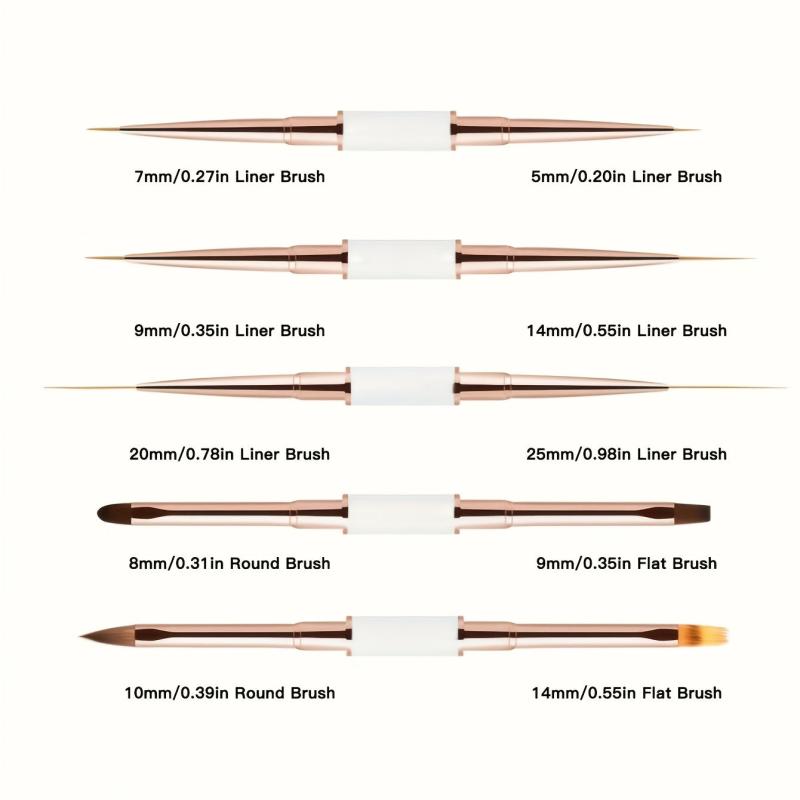 5pcs Double Ended Acrylic Nail Art Brushes Set Professional