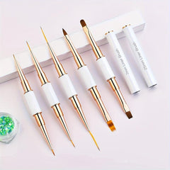 5pcs Double Ended Acrylic Nail Art Brushes Set Professional