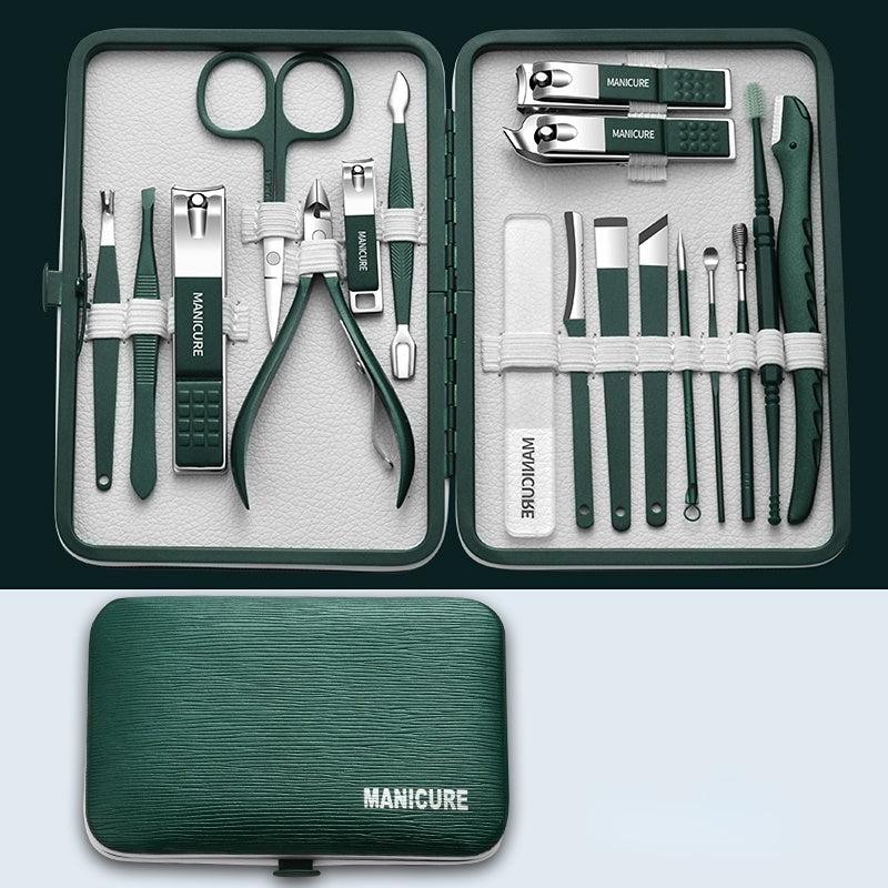 18 Pcs Nail Clippers Set Stainless Steel Manicure Beauty Kit Portable Bag
