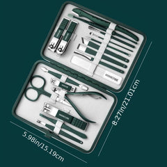 18 Pcs Nail Clippers Set Stainless Steel Manicure Beauty Kit Portable Bag