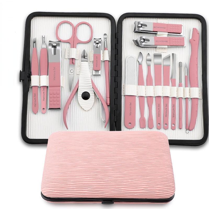 18 Pcs Nail Clippers Set Stainless Steel Manicure Beauty Kit Portable Bag
