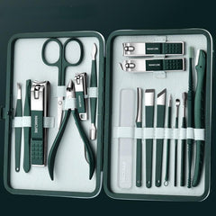 18 Pcs Nail Clippers Set Stainless Steel Manicure Beauty Kit Portable Bag