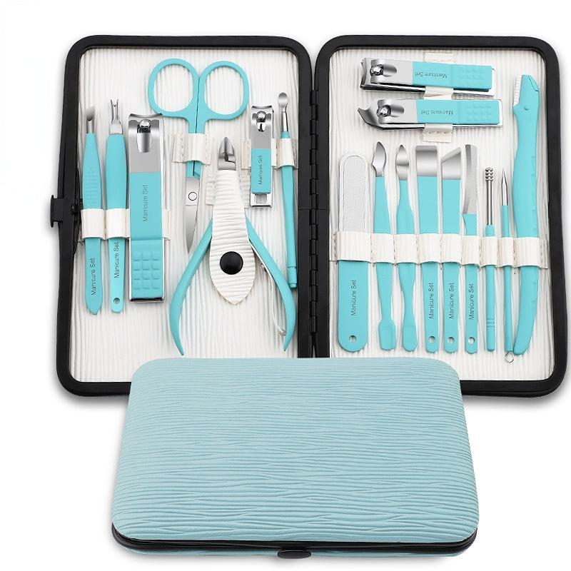 18 Pcs Nail Clippers Set Stainless Steel Manicure Beauty Kit Portable Bag