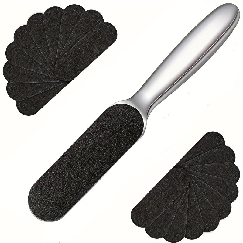 Stainless Steel Foot File Callus Remover with 10 Replaceable Pads
