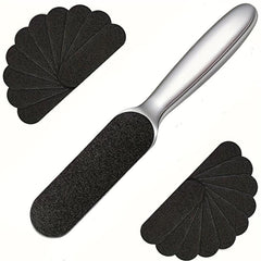 Stainless Steel Foot File Callus Remover with 10 Replaceable Pads