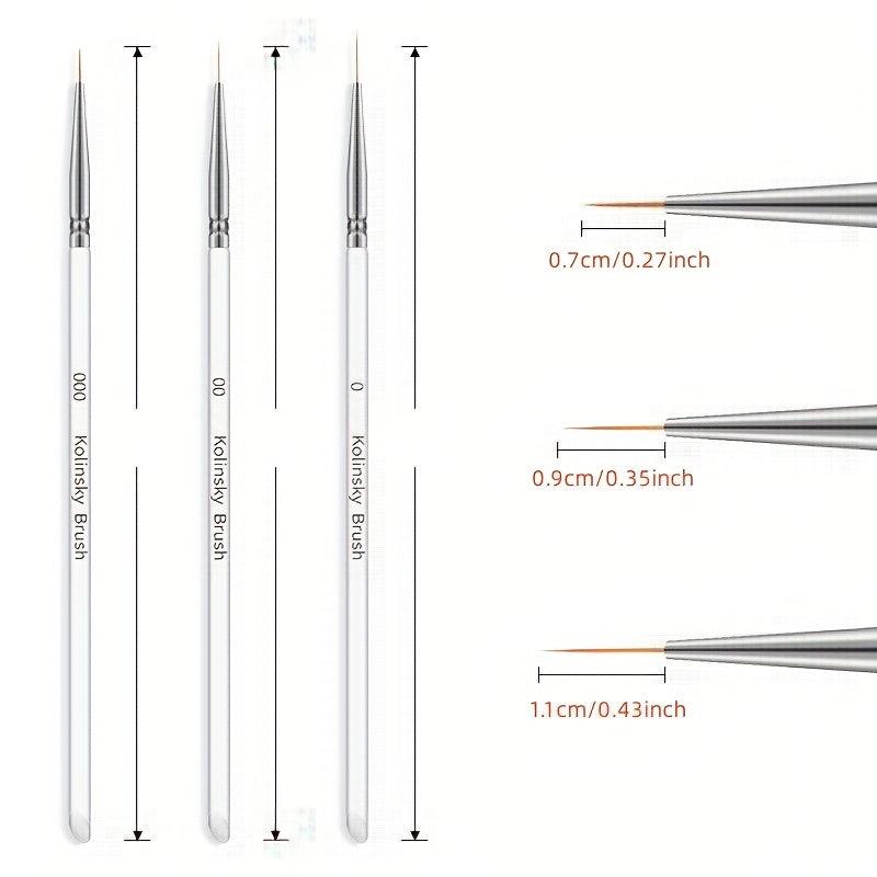 3pcs French Stripe Nail Art Liner Brushes Set