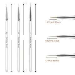 3pcs French Stripe Nail Art Liner Brushes Set