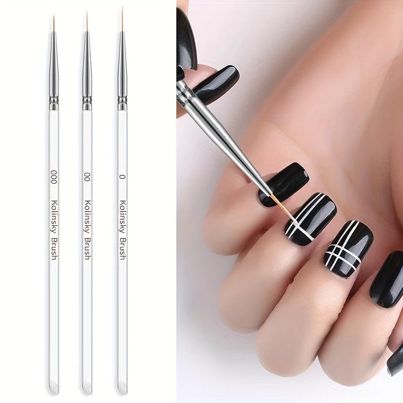 3pcs French Stripe Nail Art Liner Brushes Set
