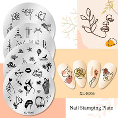 10 Pcs Nail Stamp Template Set with Flowers Butterfly Animals Leaves Board