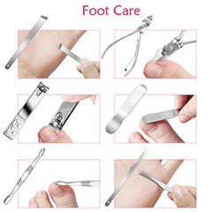 18pcs Manicure Pedicure Set Stainless Steel Cutters Tweezers Ear Pick Travel Kit