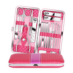 18pcs Manicure Pedicure Set Stainless Steel Cutters Tweezers Ear Pick Travel Kit