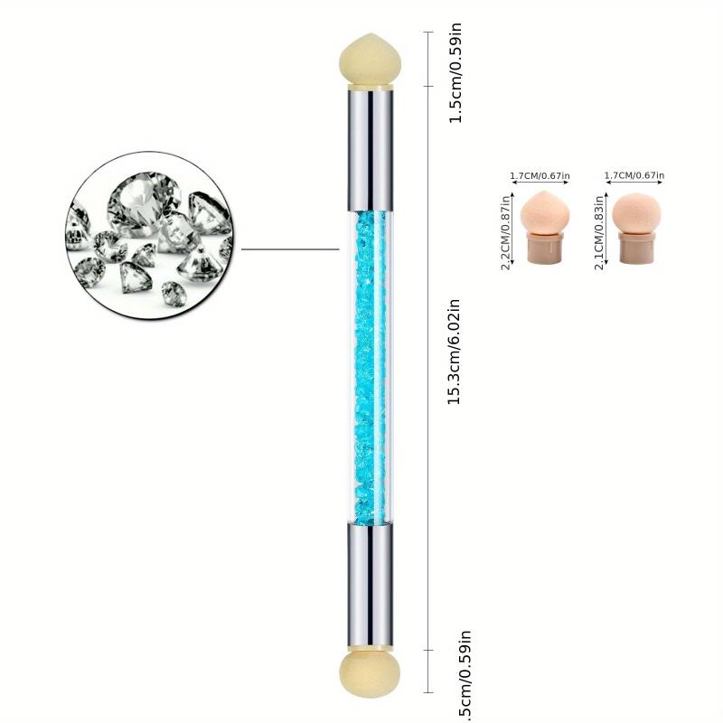 Crystal Handle Nails Sponge Pen With 4pcs Replaceable Head