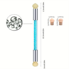 Crystal Handle Nails Sponge Pen With 4pcs Replaceable Head