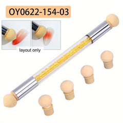 Crystal Handle Nails Sponge Pen With 4pcs Replaceable Head