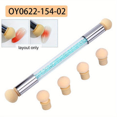 Crystal Handle Nails Sponge Pen With 4pcs Replaceable Head