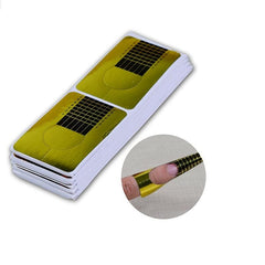 100 Pcs Golden Rectangle Nail Forms Self Adhesive Extension Molds UV Gel Tips