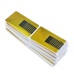 100 Pcs Golden Rectangle Nail Forms Self Adhesive Extension Molds UV Gel Tips