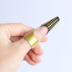 100 Pcs Golden Rectangle Nail Forms Self Adhesive Extension Molds UV Gel Tips