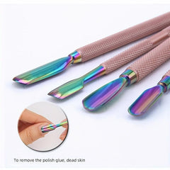 Rainbow Cuticle Pusher Stainless Steel Manicure Pedicure Tool Set