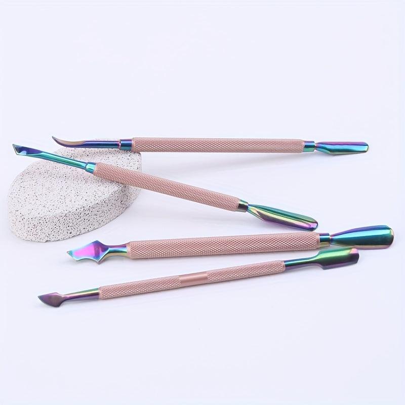 Rainbow Cuticle Pusher Stainless Steel Manicure Pedicure Tool Set